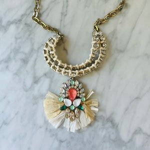 Anthropologie Fanned Raffia Pendant Necklace